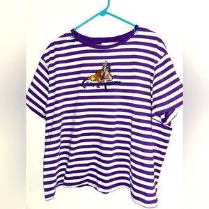 Disney Store Lady and the Tramp Shirt 2XL Vintage Stripe Embroided Preowned